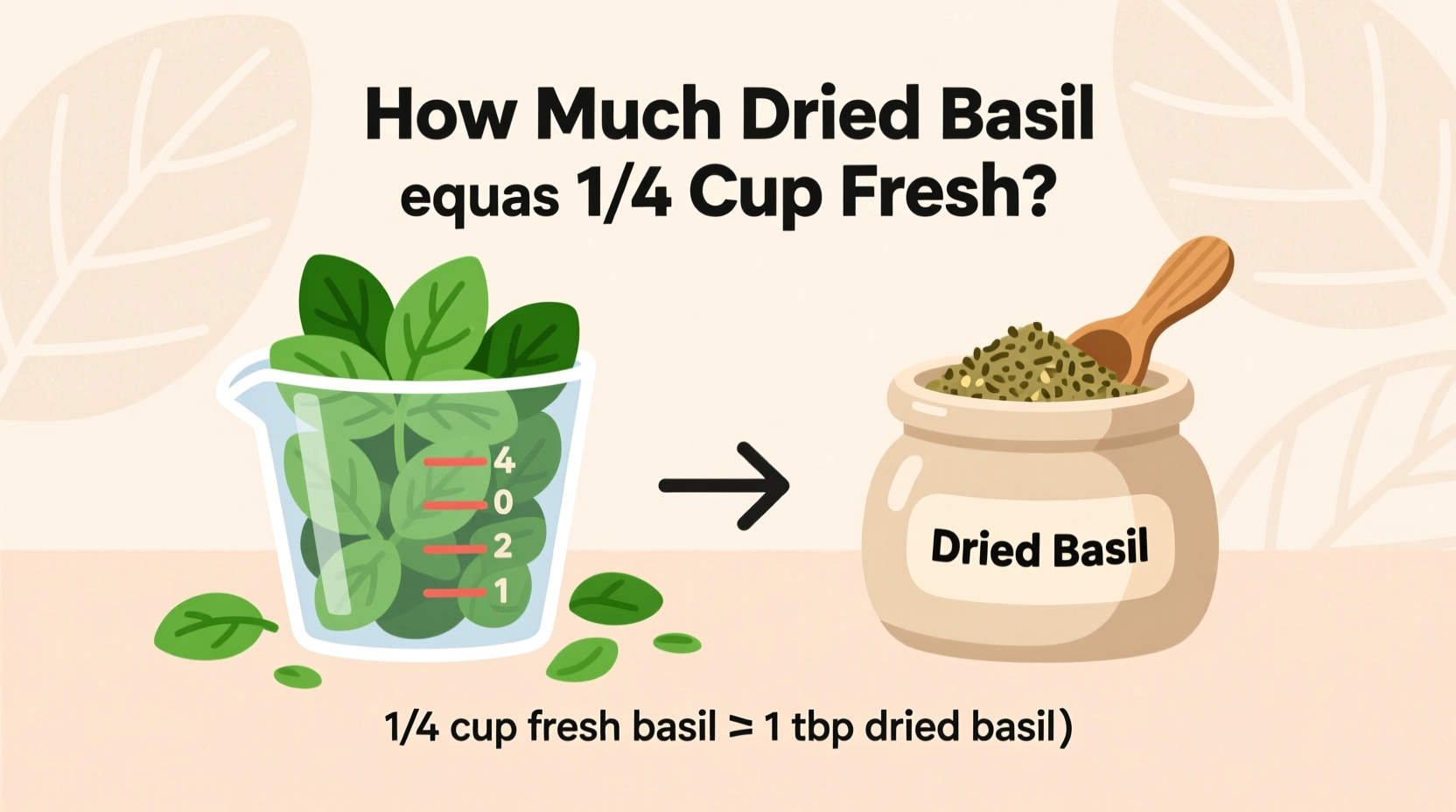 how much dried basil equals 1 4 cup fresh