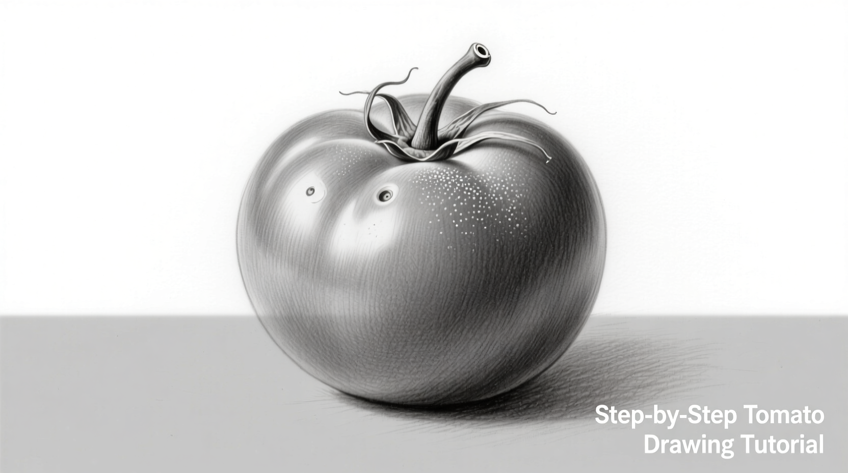 Step-by-step tomato drawing tutorial showing basic shape to finished illustration