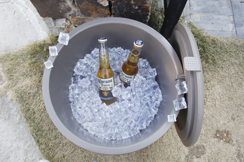 35l 双层塑料户外储物盒葡萄酒冷却器香槟啤酒冰桶带盖