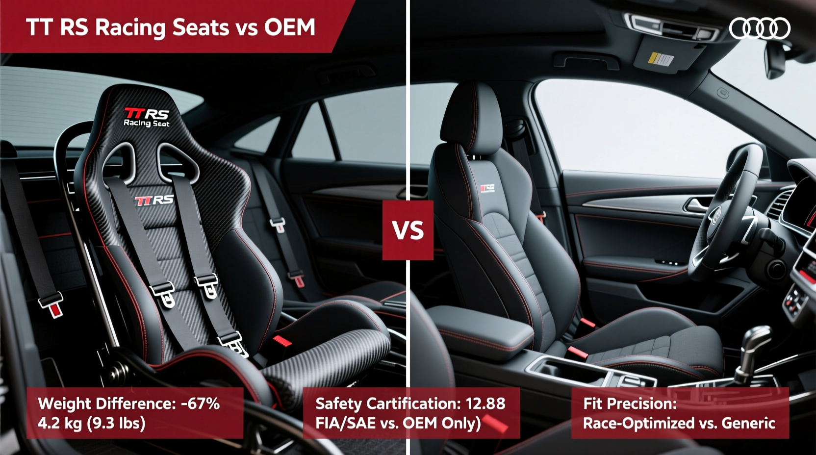 tt rs racing vs oem seats