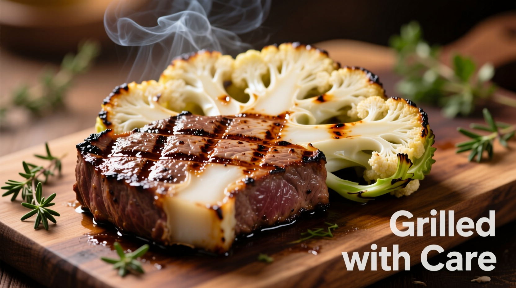 Perfectly grilled cauliflower steaks with char marks