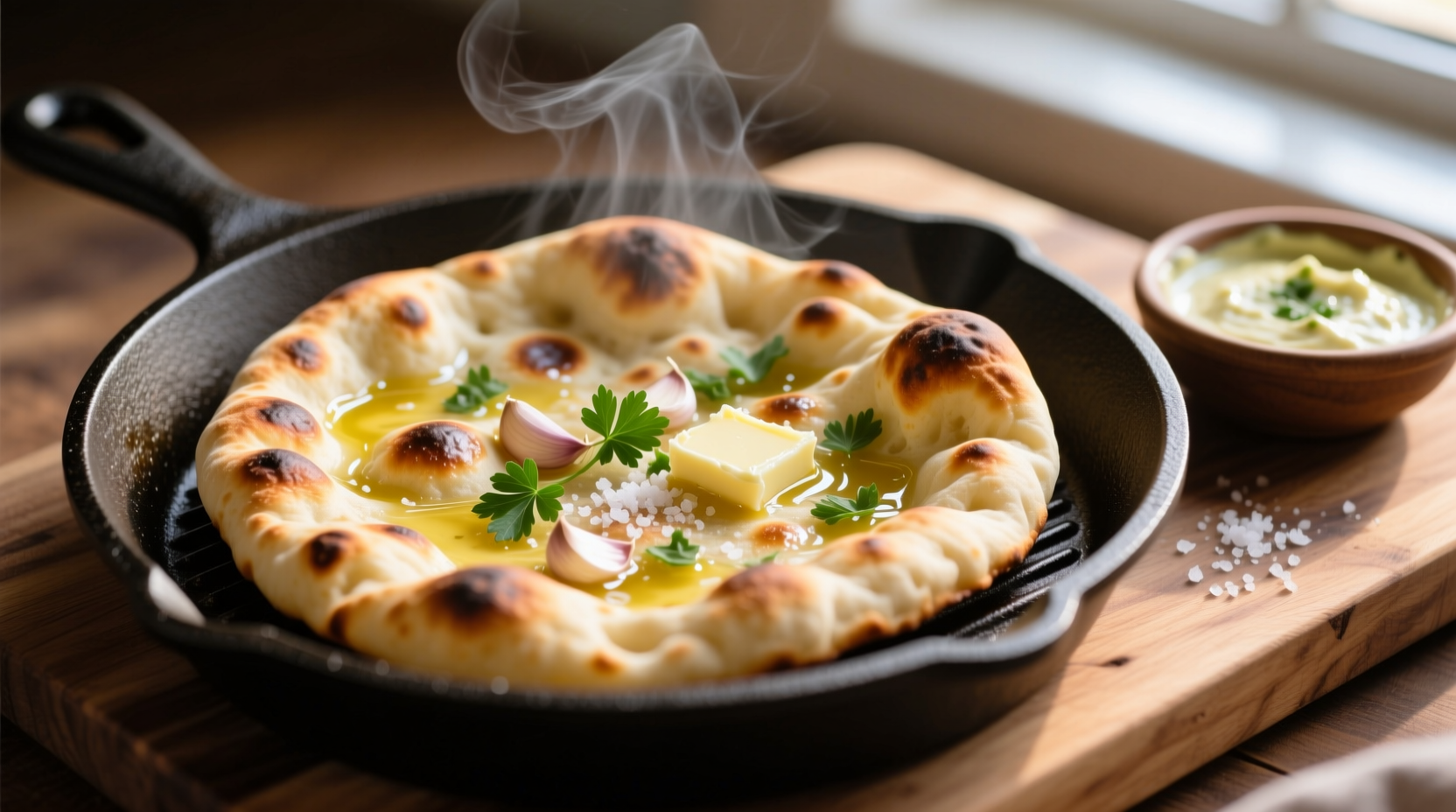 homemade garlic naan