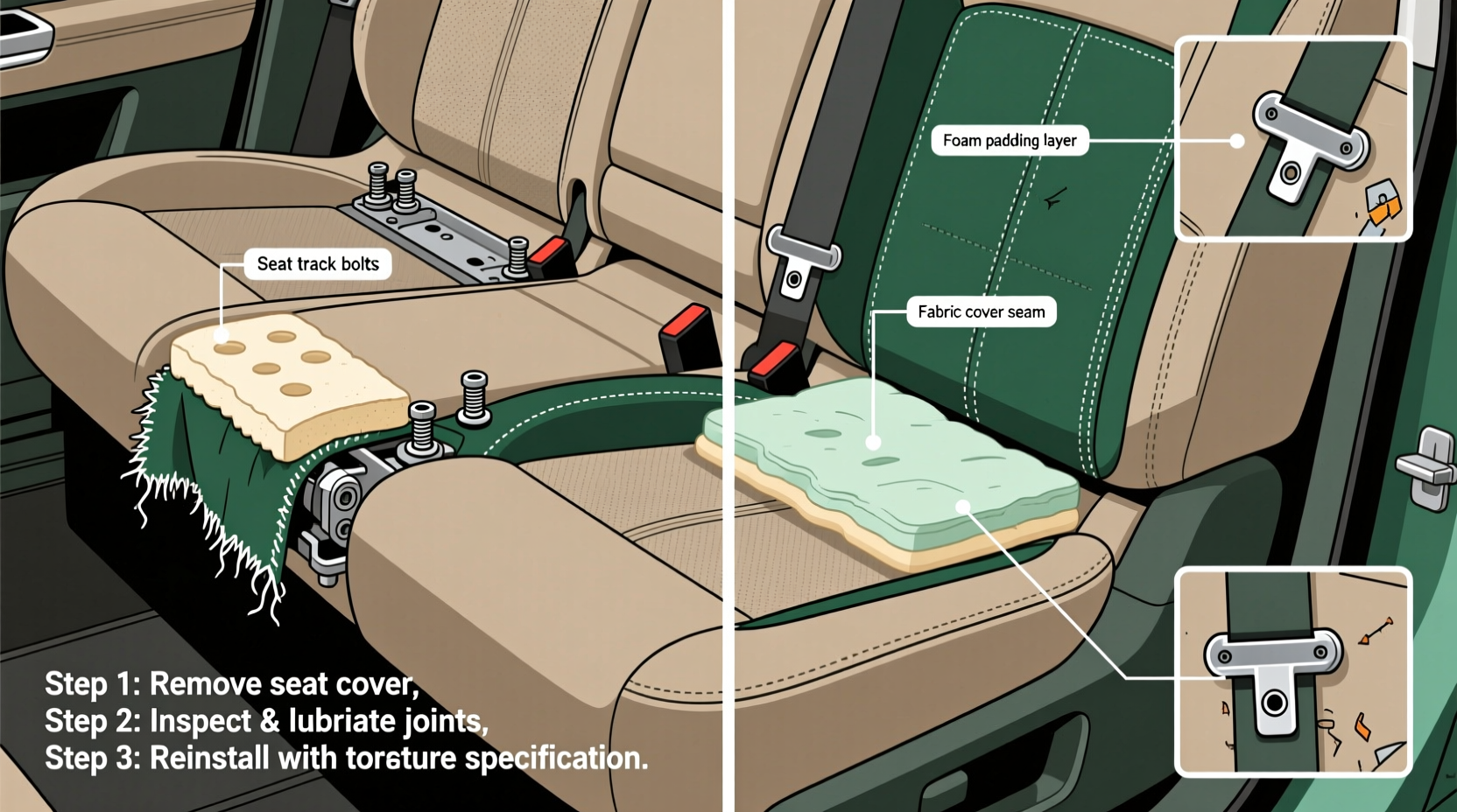 land rover seat squeak fix