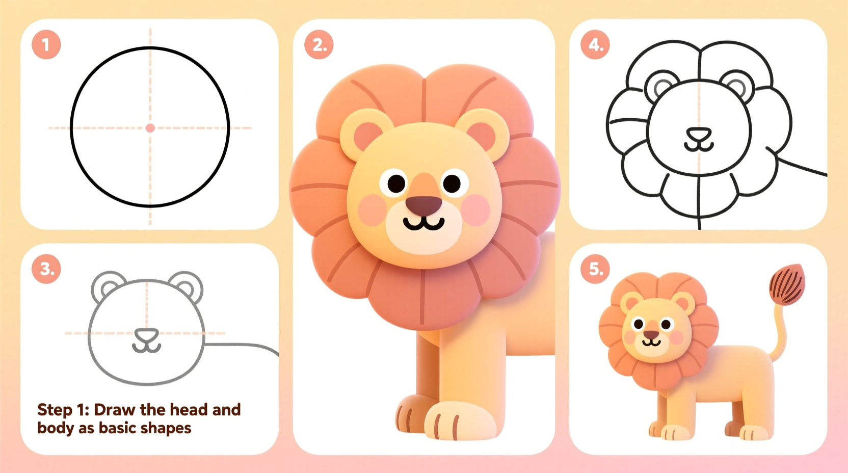 step by step guide to drawing an easy lion for beginners