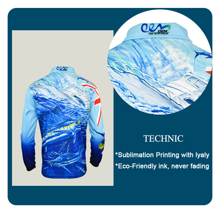 Customized Design UV Protection Women Men Sublimation Printing Breathable Quick Dry Recycled Fishing Polo Shirts