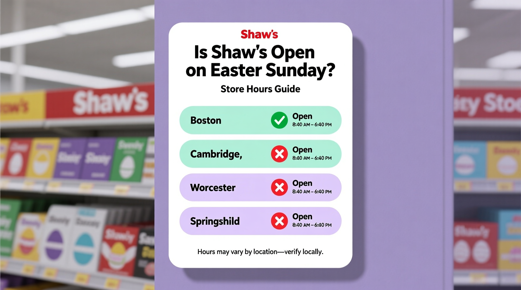 is shaws open on easter sunday