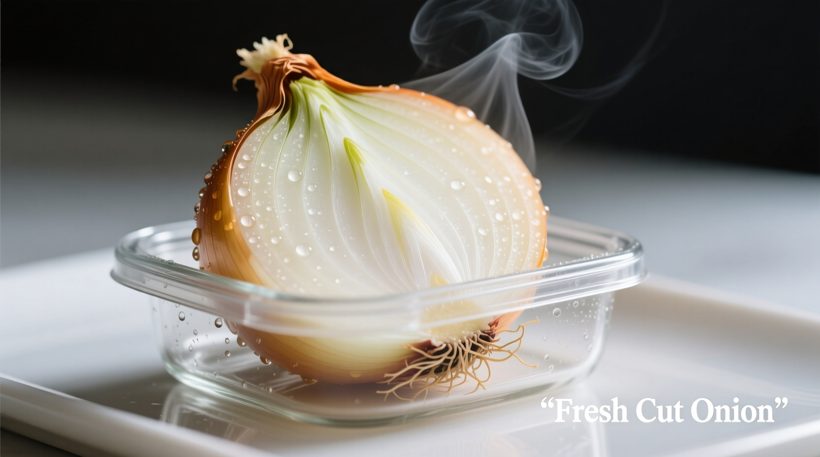 Freshly cut onions in airtight container
