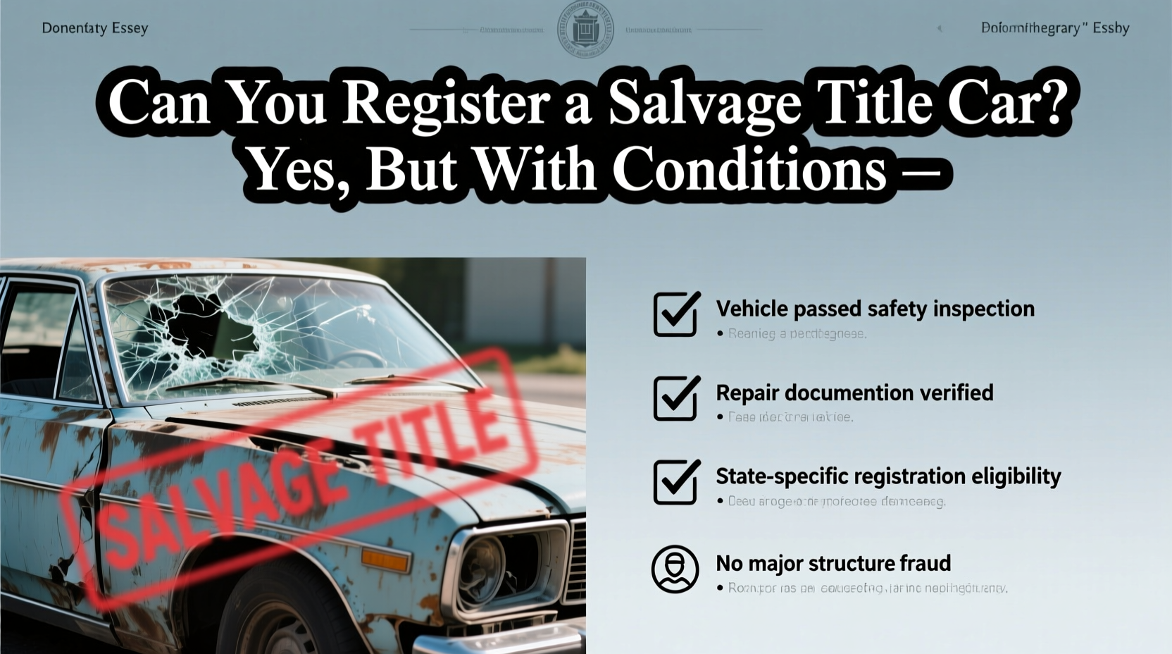 can you register a salvage title car