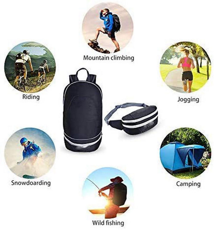 Zaino ripiegabile 2 in 1 Marsupio Leggero Zaino pieghevole per escursionismo, viaggio, ciclismo