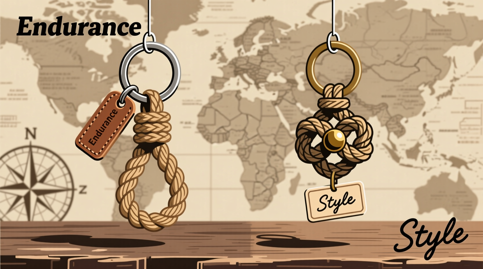 braided rope keychains vs knot keychains which is stronger more stylish