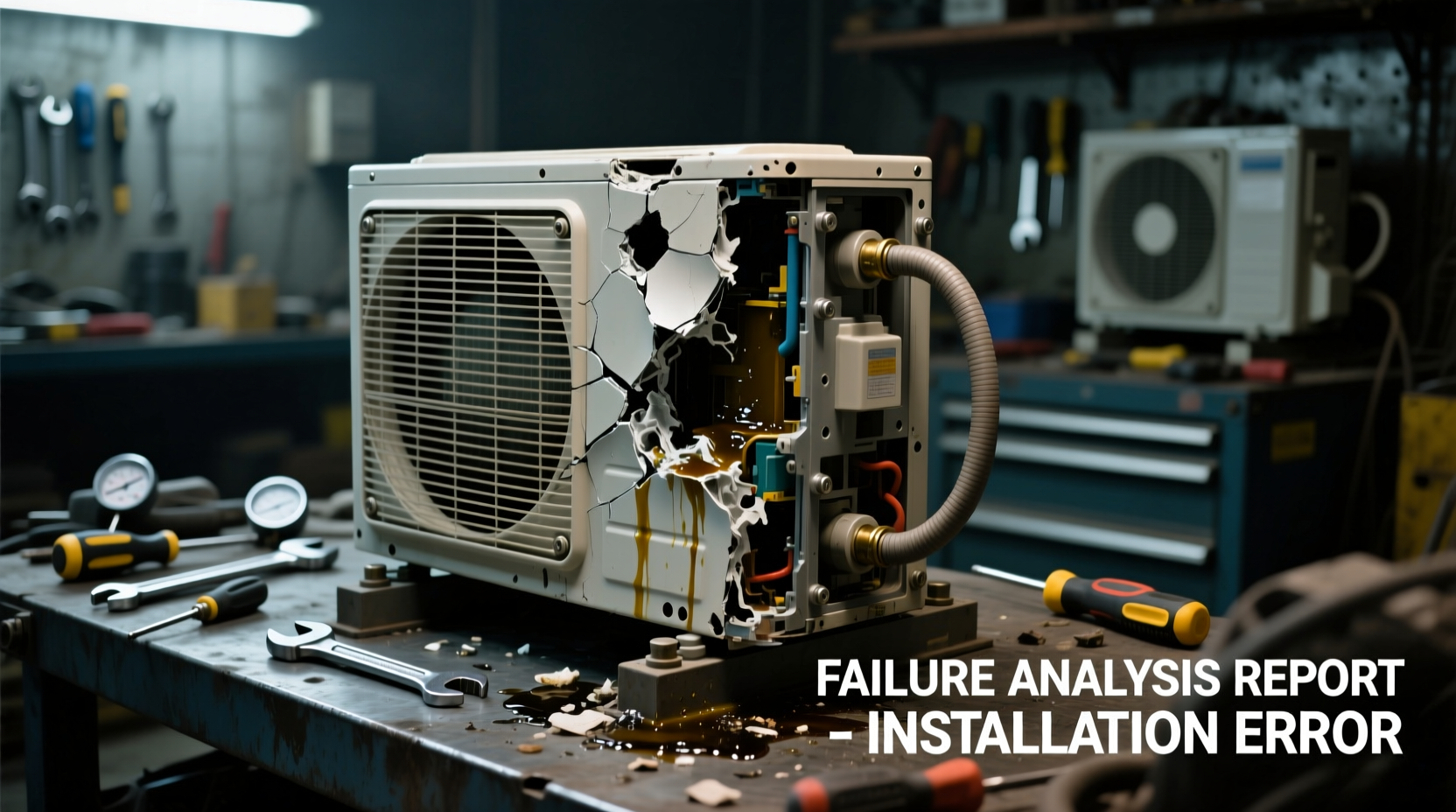 Damaged mini split compressor from improper installation