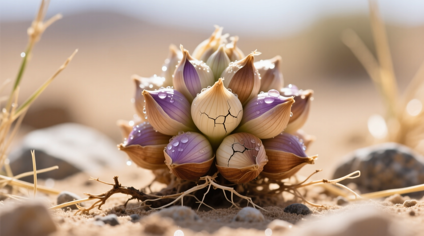 Close-up of Egyptian walking onion bulblets