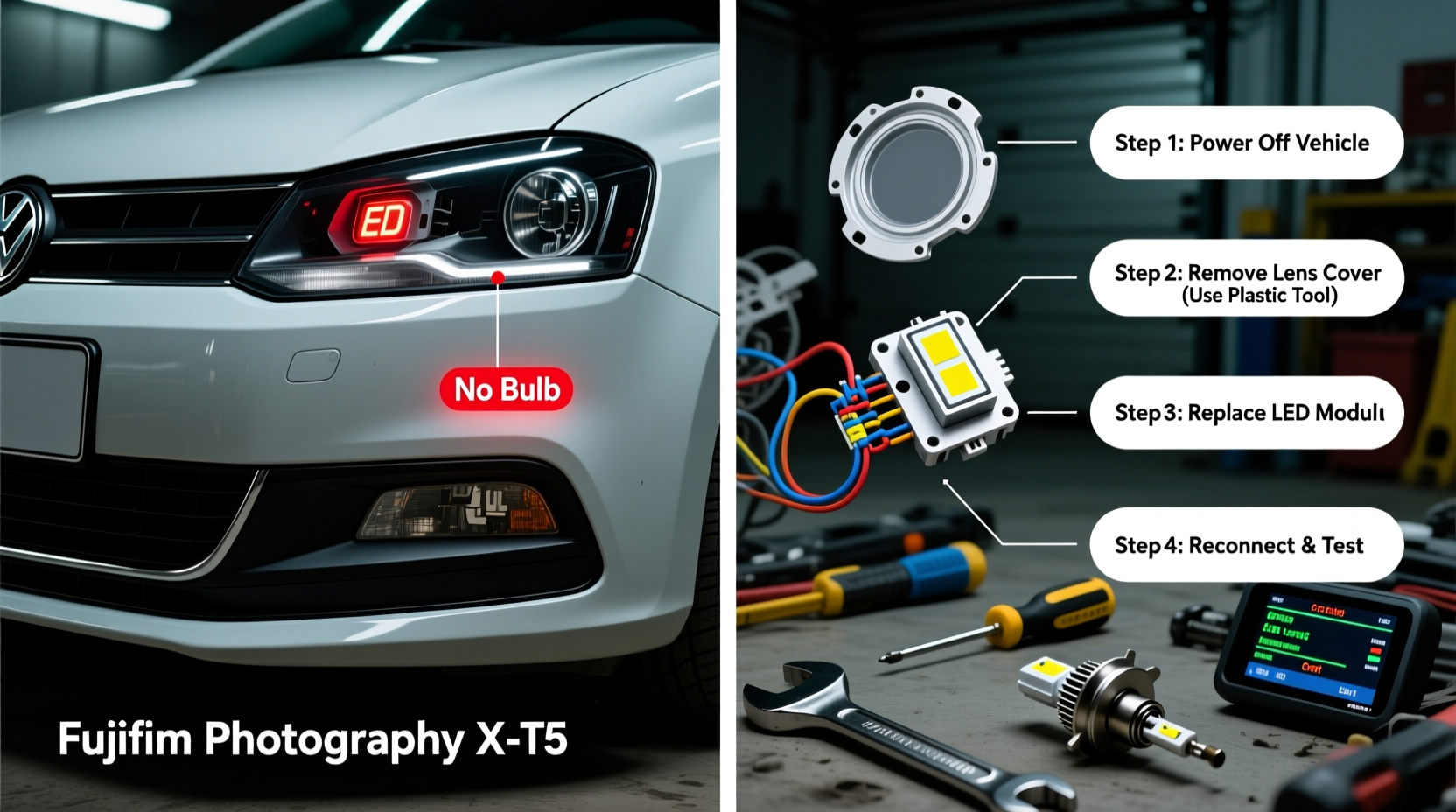 vw polo led fog light error fix