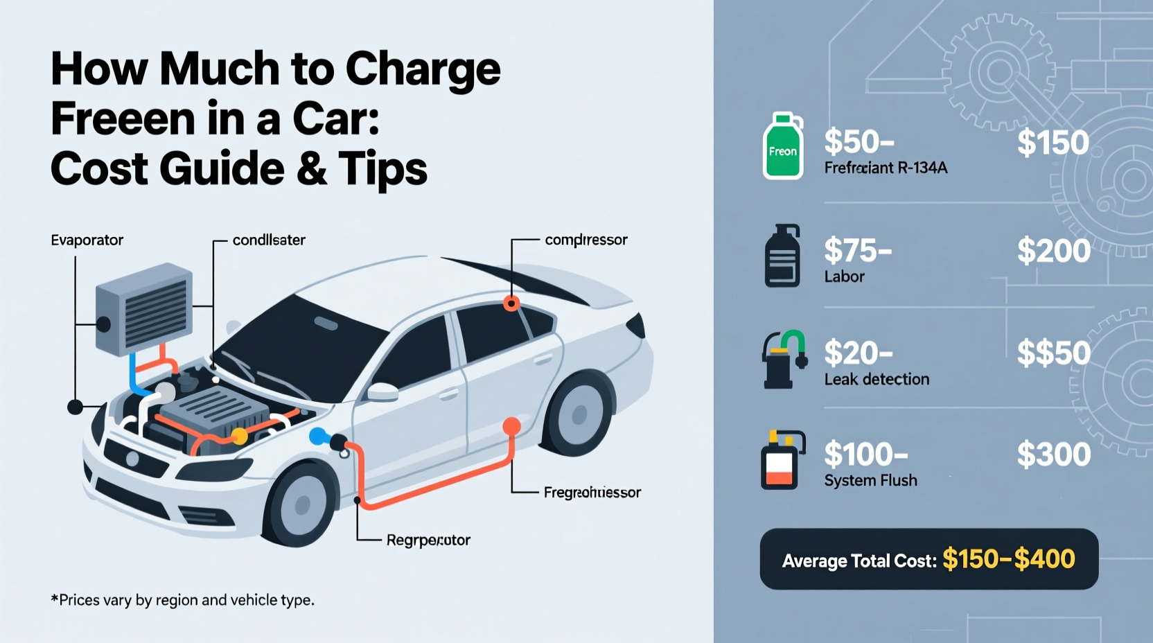 how much to charge freon in car