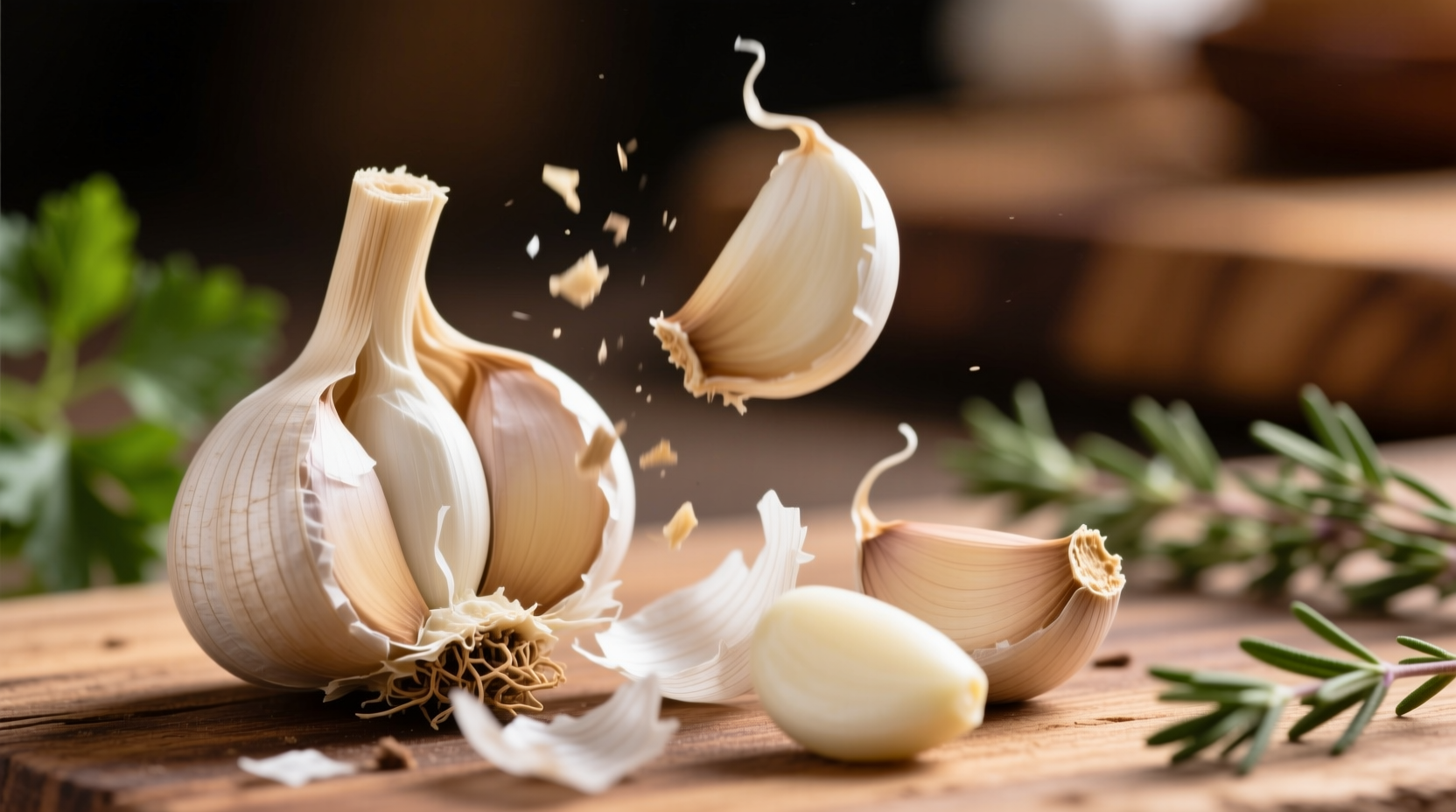 Garlic cloves separated from skins using the shake method