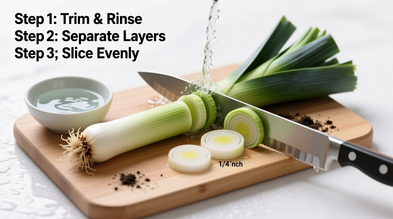 Step-by-step guide to cleaning and slicing fresh leeks
