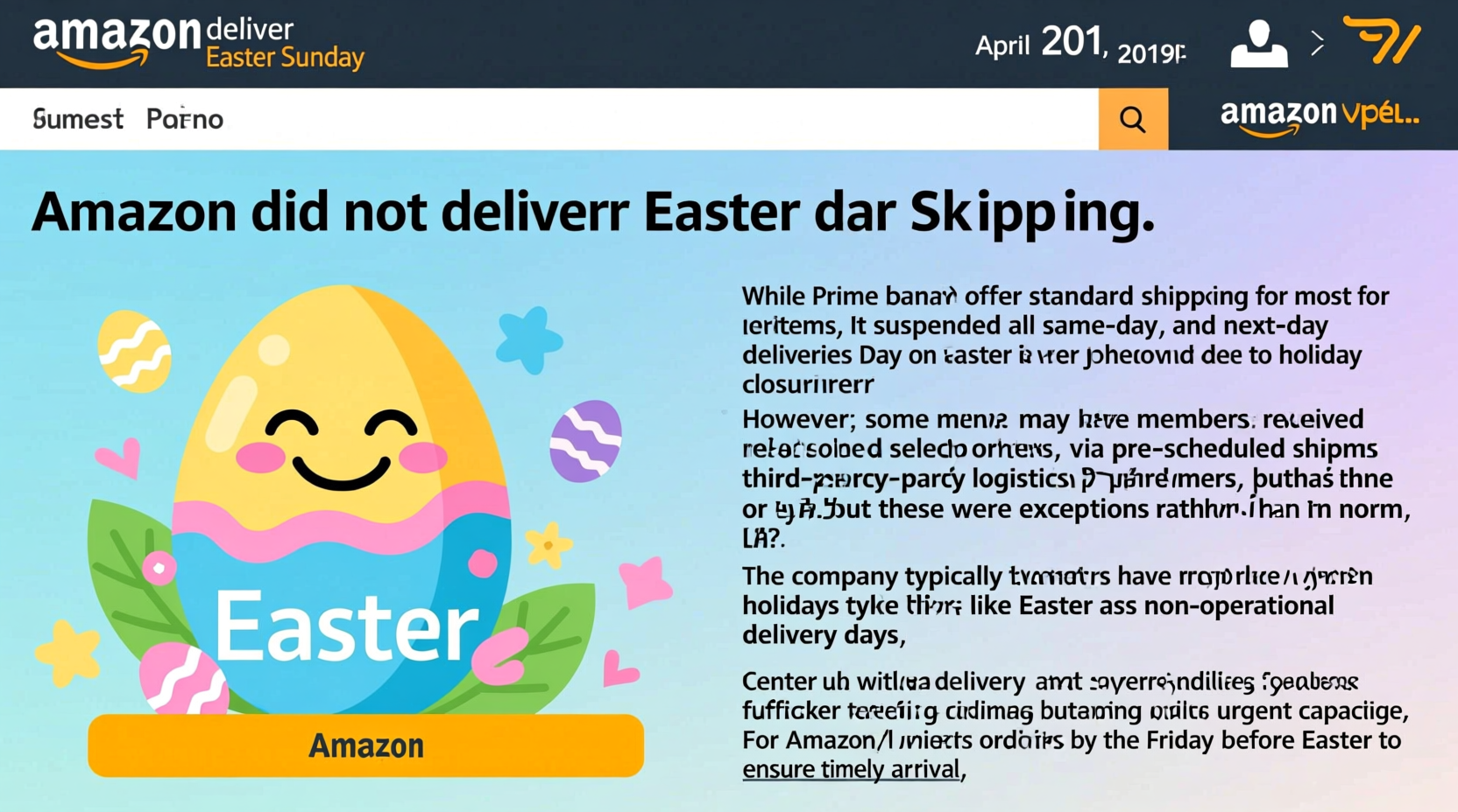 does amazon deliver on easter 2019