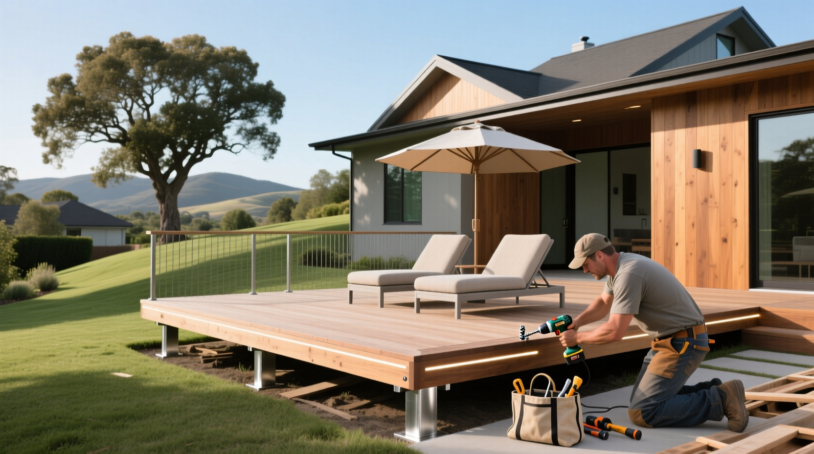 How to Build a Floating Deck Next to Your House