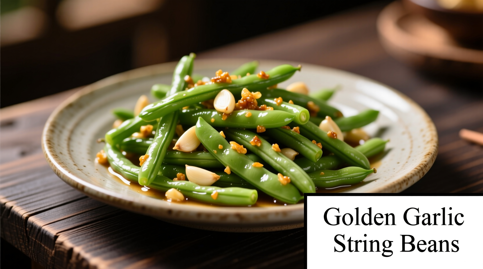 Crisp Chinese string beans with golden garlic