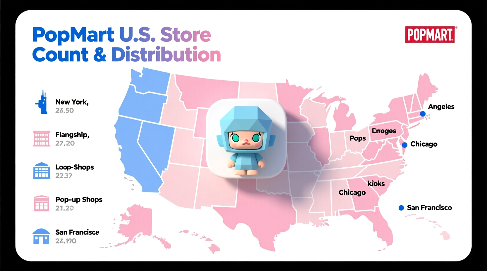 how many popmart stores in the us