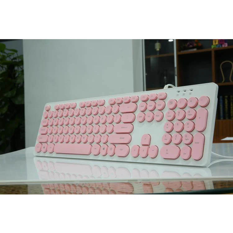 The New Fashion Ultra-Thin Round Keycap Standard Office Wired Keyboard