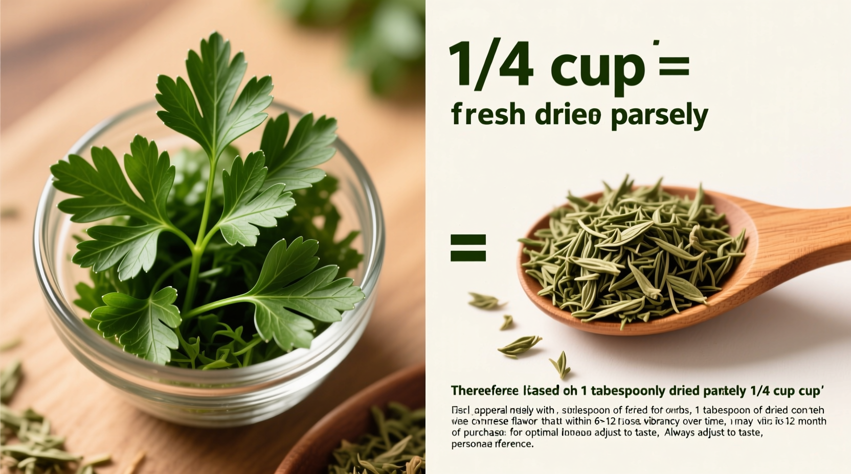 1 4 cup fresh parsley equals how much dried