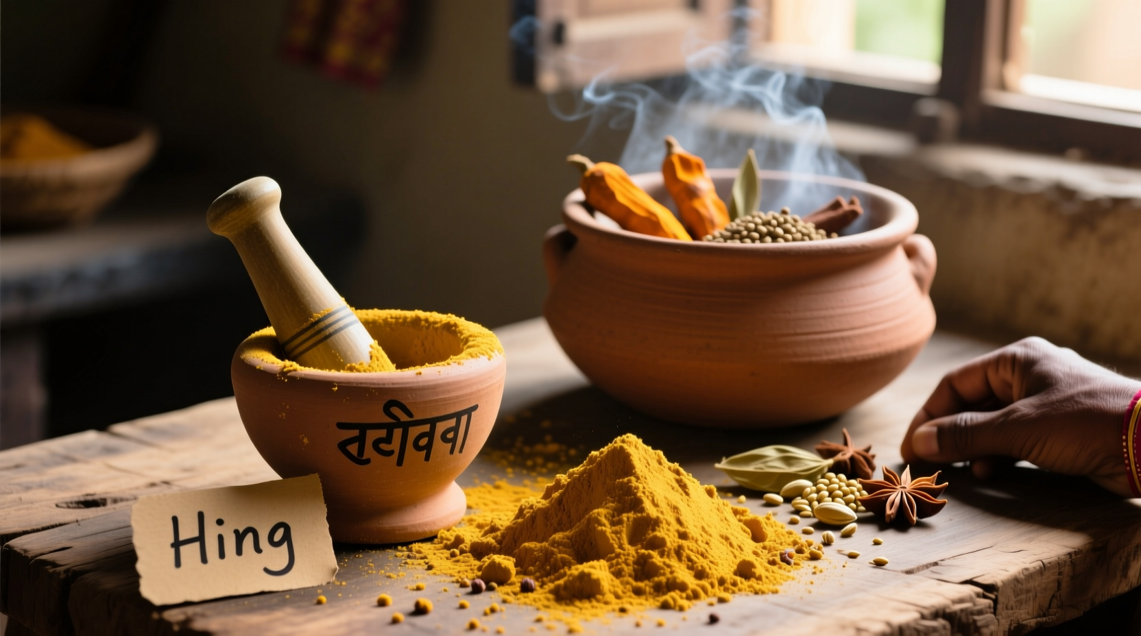 Asafoetida powder in traditional Indian cooking