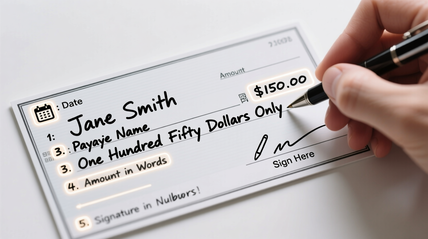 a step by step guide to properly writing a check over to another person