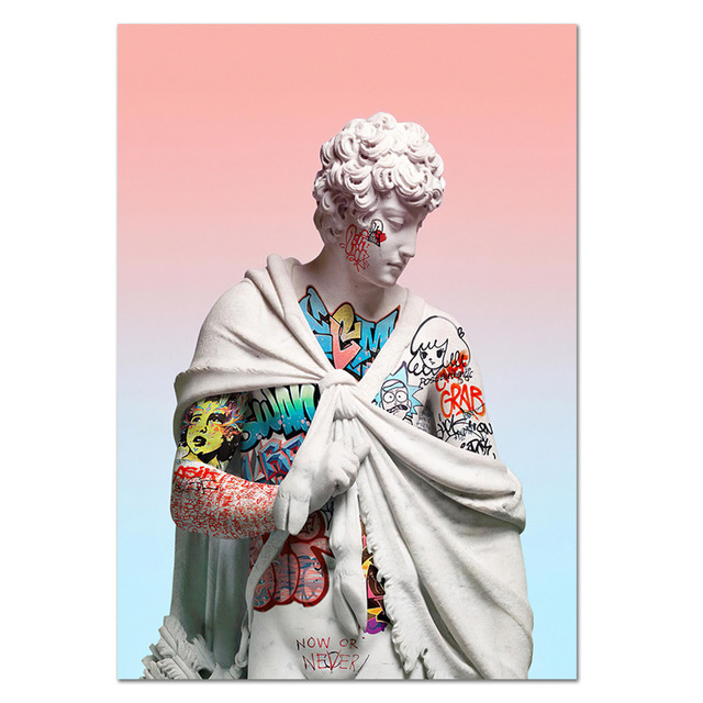 Graffiti sculpture portrait wall art European modern home decoration painting oil canvas painting poster frameless painting