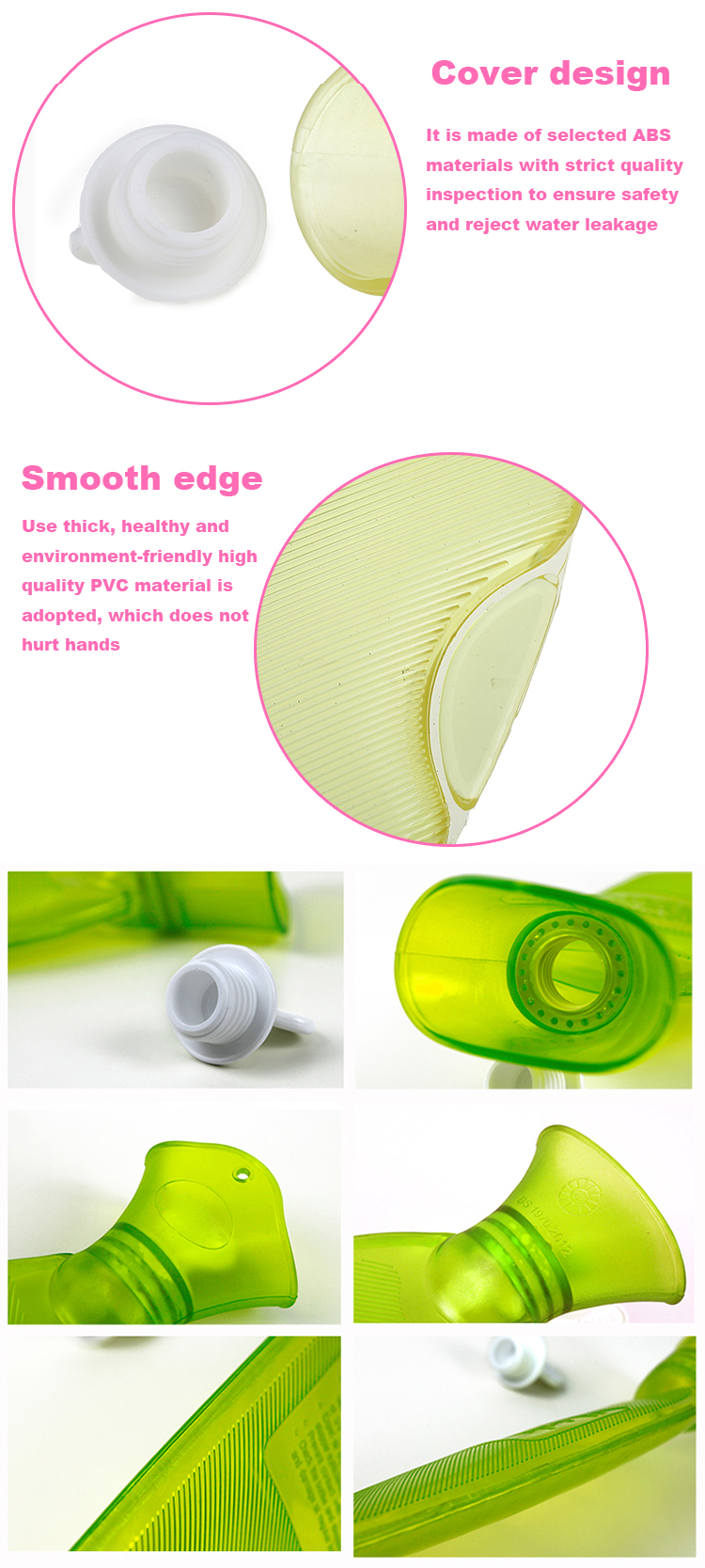 manufacture in china transparent no rubber bottle  hot water bag pvc