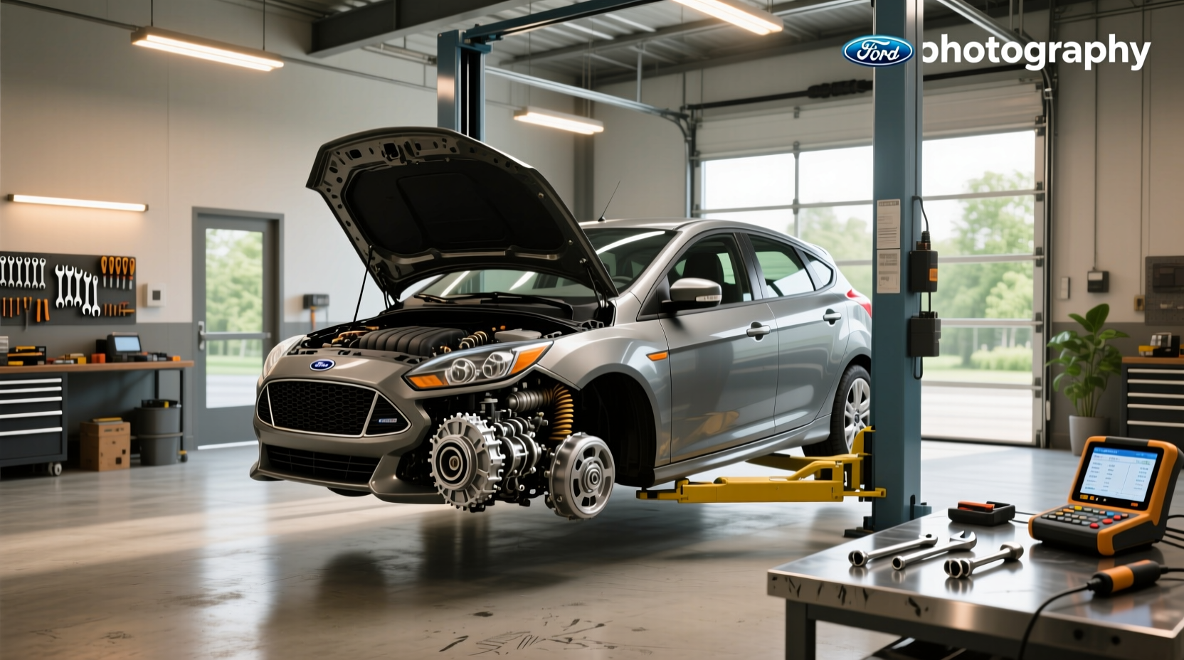 2014 Ford Focus SE Hatchback showing transmission components