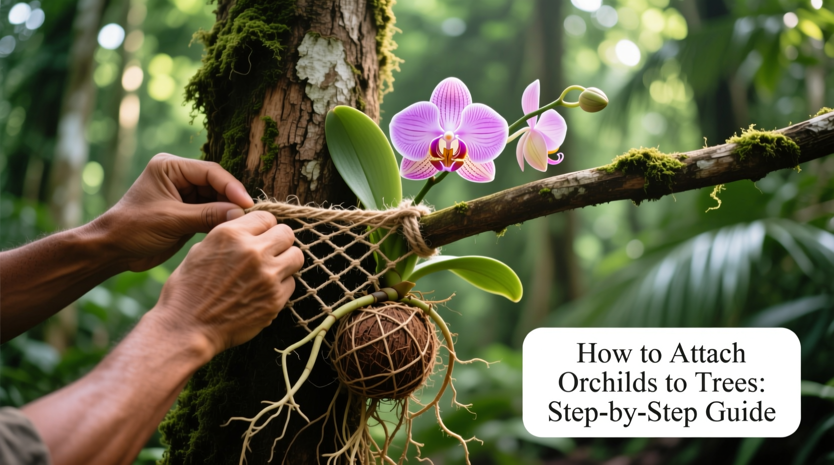 how to attach orchids to trees