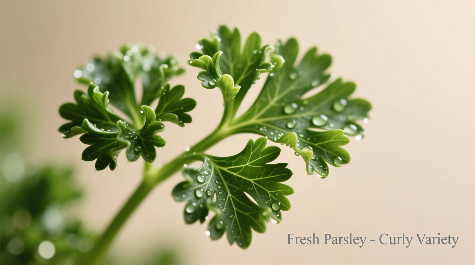 Fresh curly parsley close-up showing leaf structure