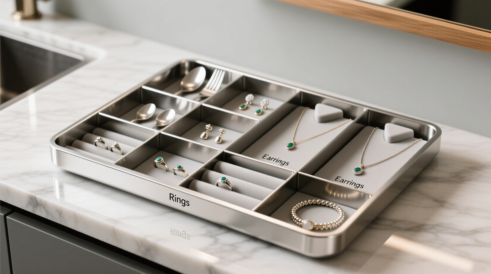 mount silverware trays for efficient jewelry storage