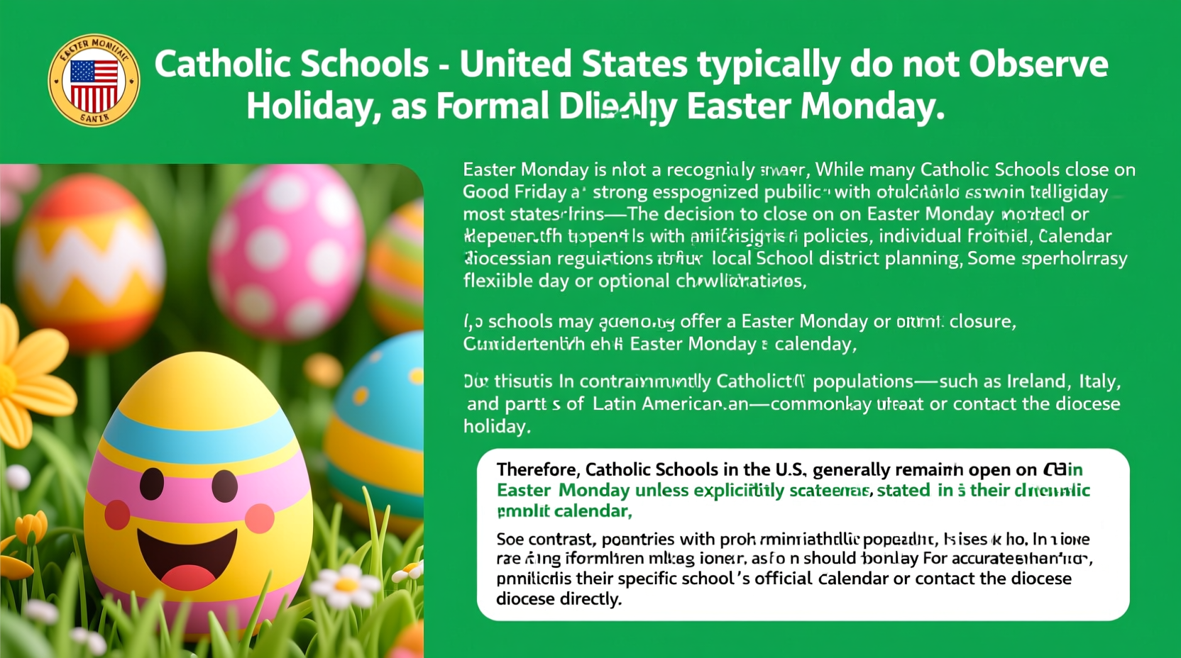 do catholic schools get easter monday off