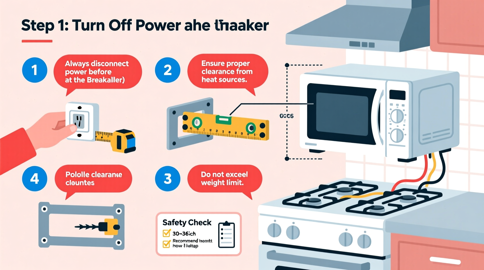 step by step guide to safely installing a microwave oven over your stove