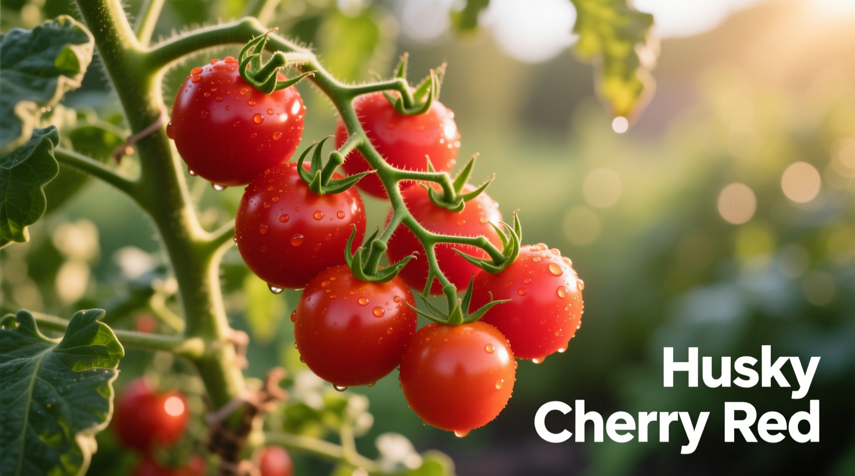 Ripe Husky Cherry Red tomatoes on vine
