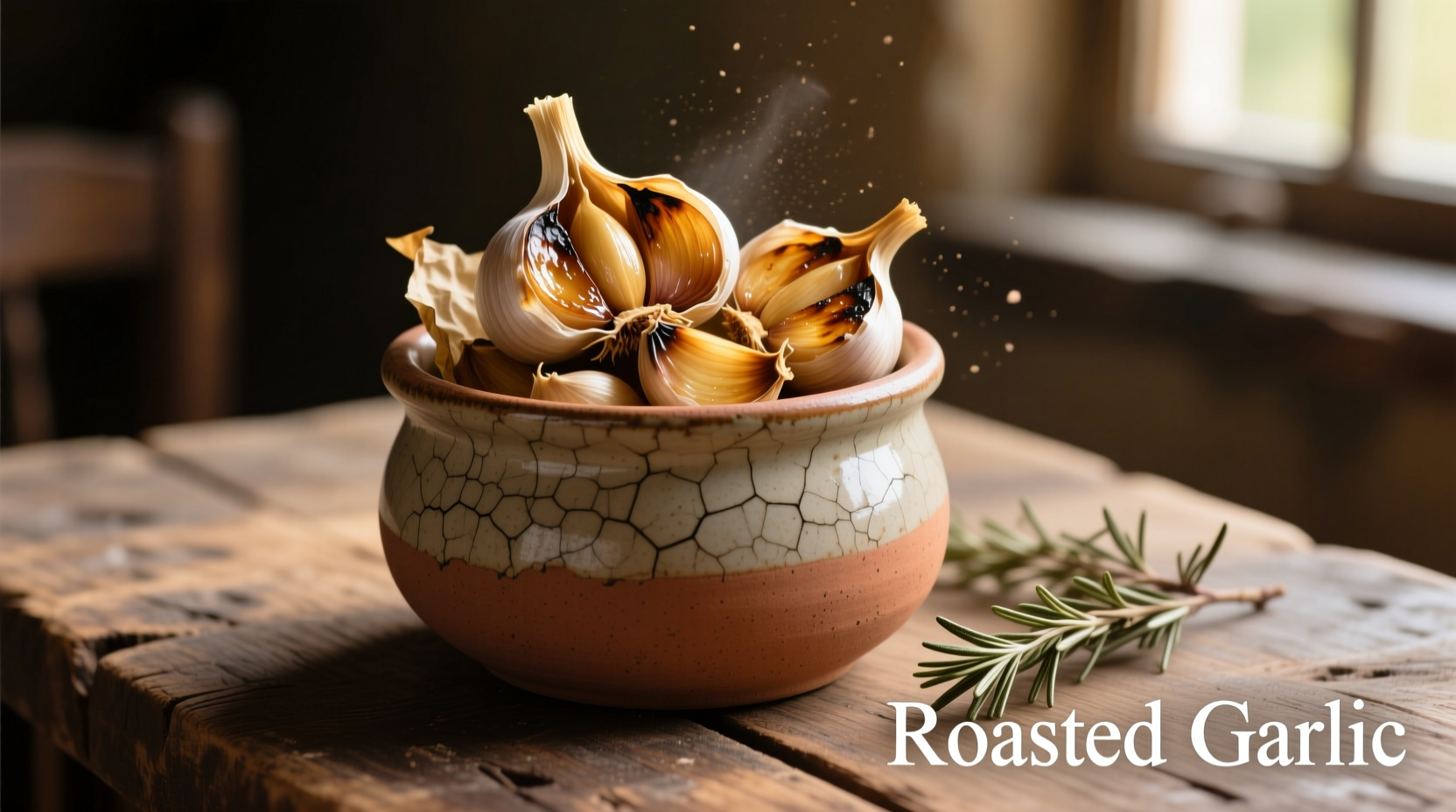 Ceramic garlic pot with roasted cloves
