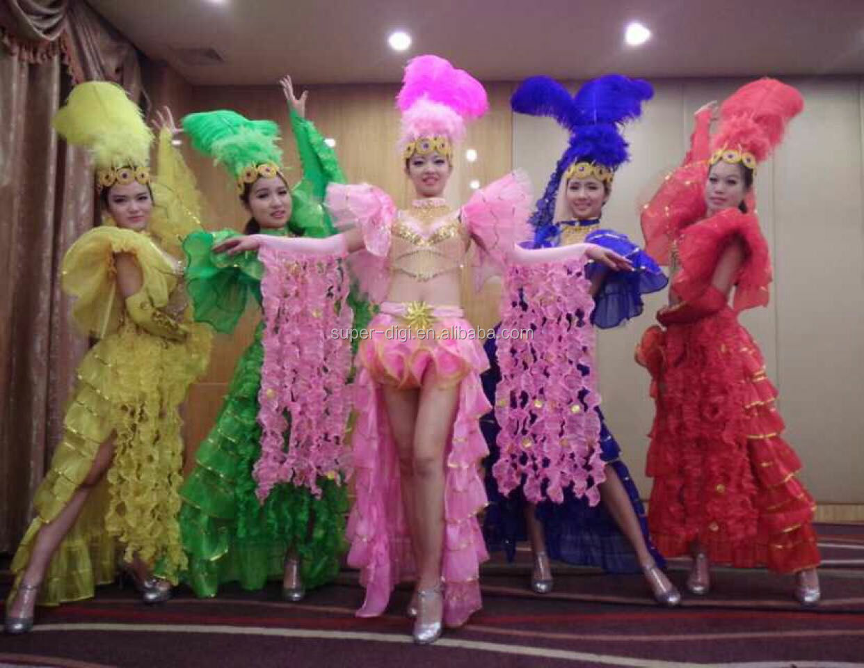セクシーなパーティーダンスサンバステージコスチュームダチョウ