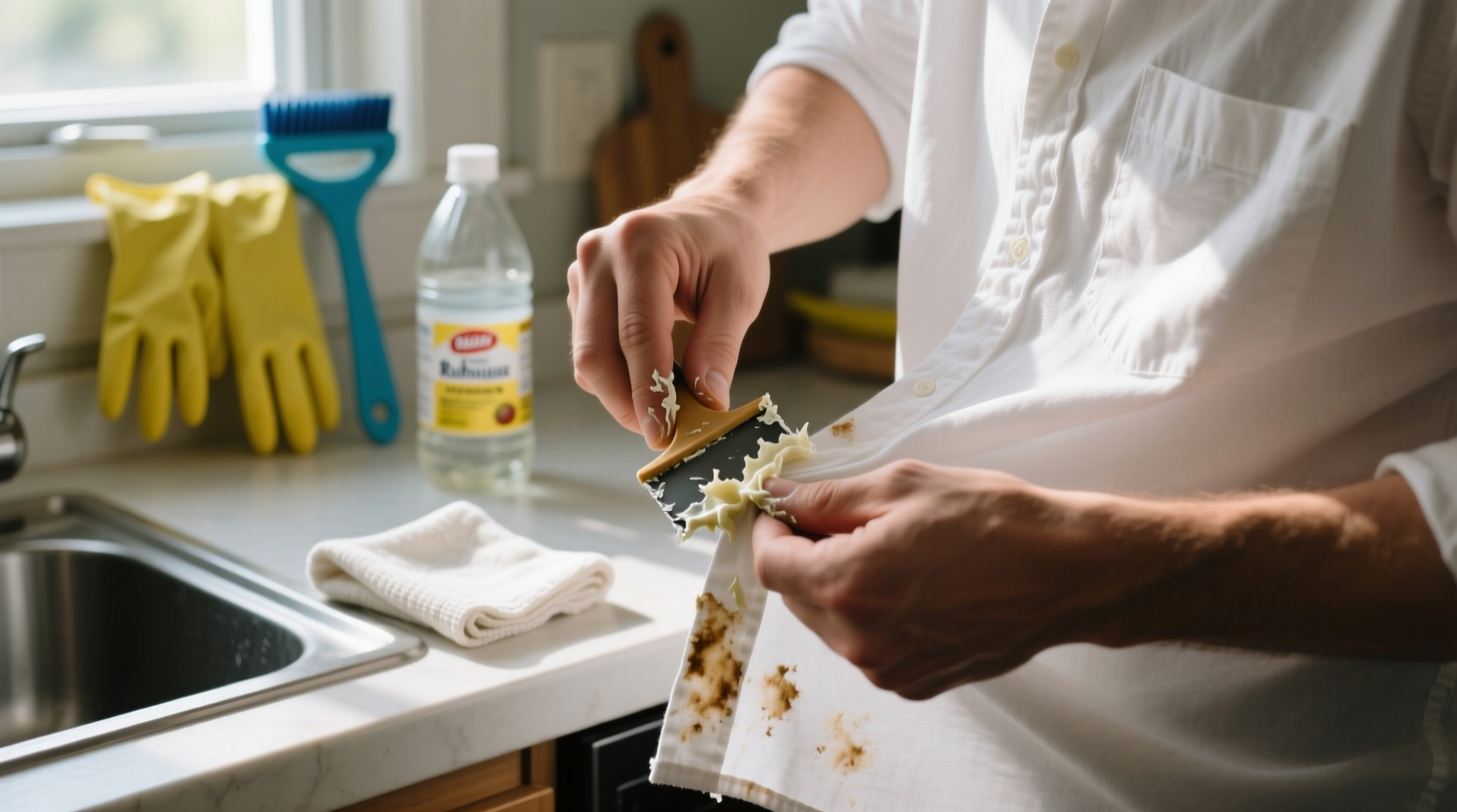 how to get caulk out of clothes