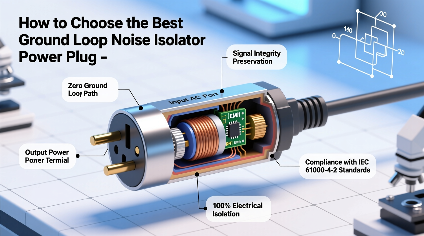 ground loop noise isolator power plug