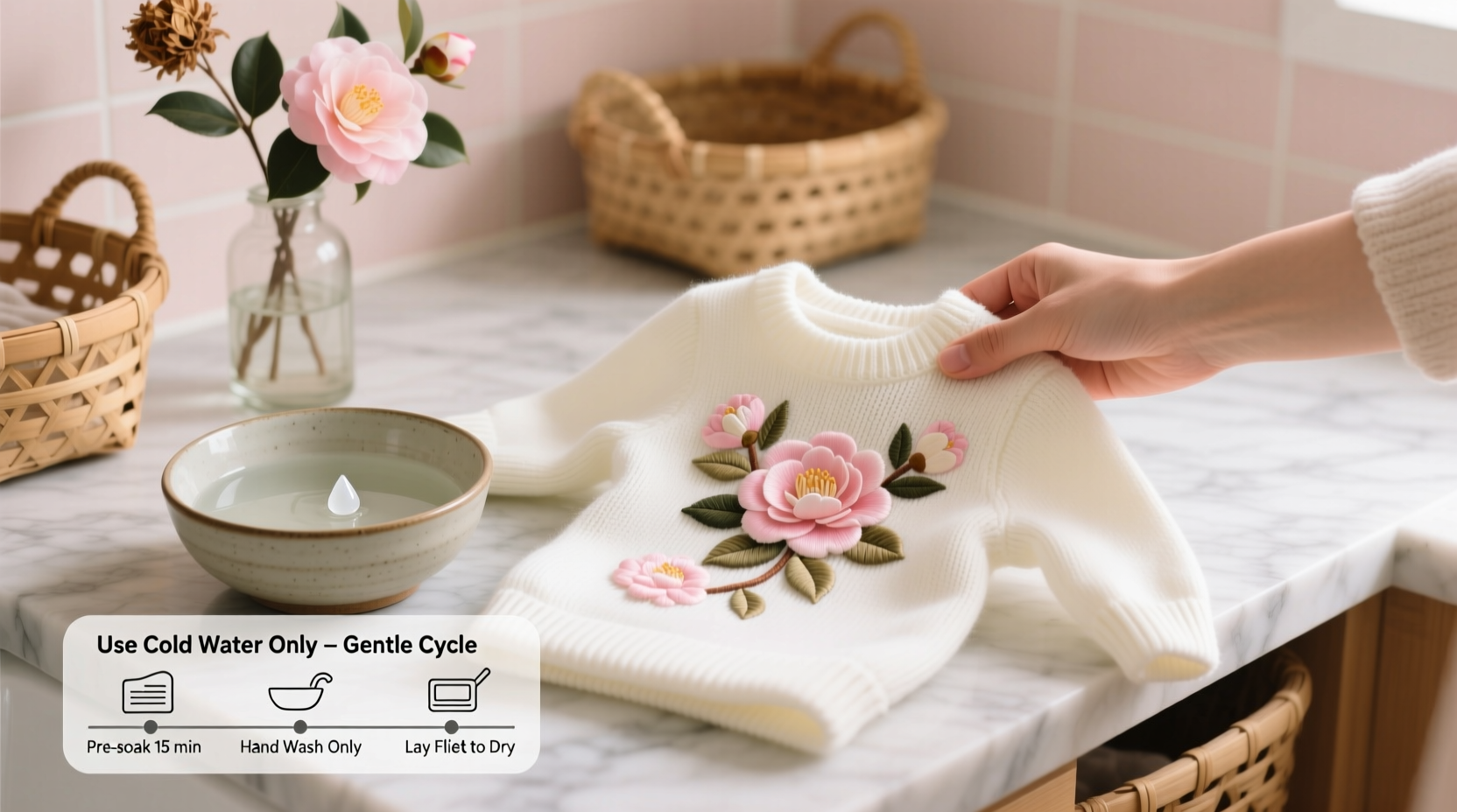 gentle care guide how to wash delicate dog clothes with camellia accents without damage