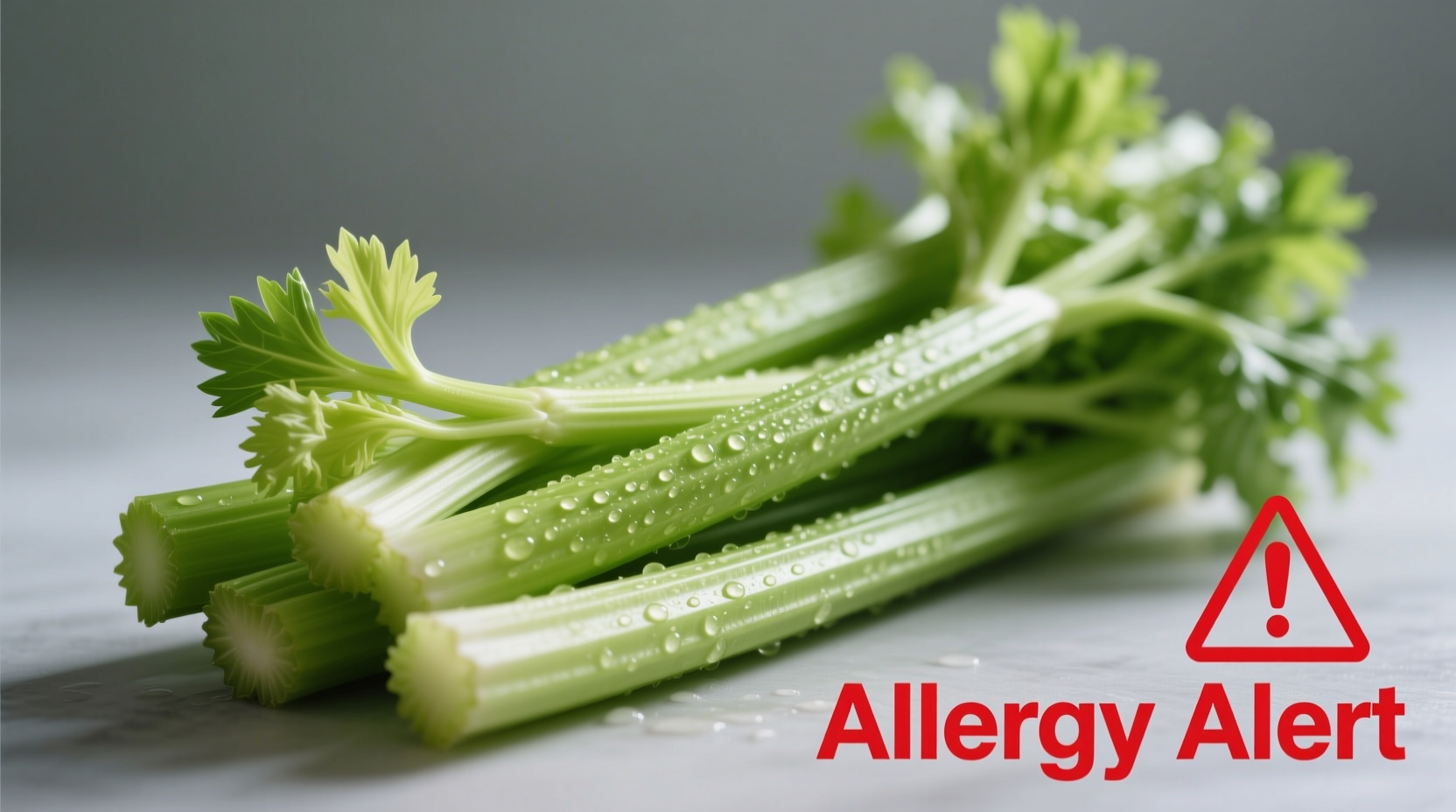 Celery stalks with allergy warning symbol