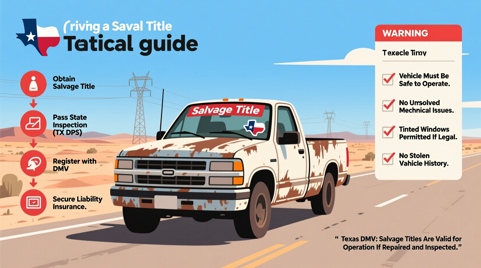 can you drive a salvage title car in texas