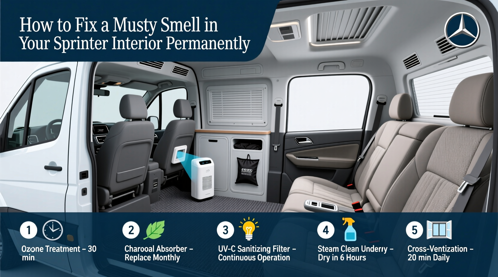 sprinter interior musty smell fix