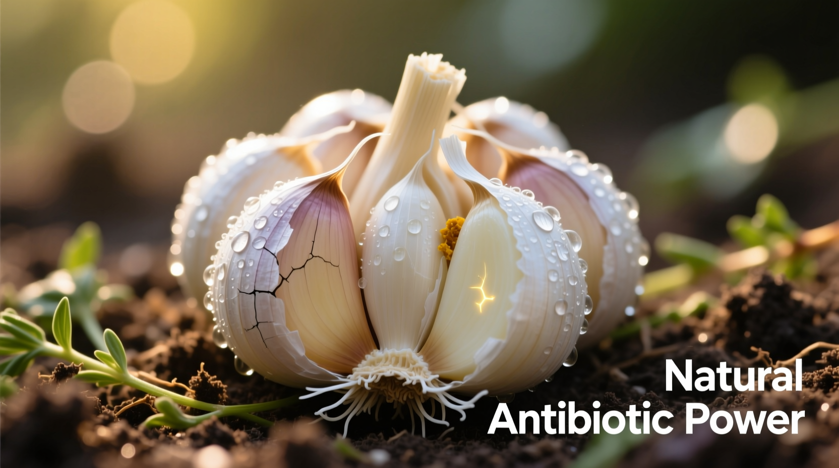 Fresh garlic cloves showing natural antibiotic properties