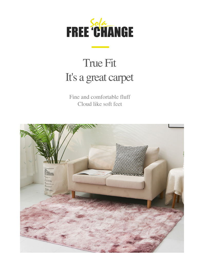 Tie Dyeing Velvet Carpet Living Room Fashion Small Large Size Rectangle Fluff Soft Comfortable Warm Four Season Eco-friendly