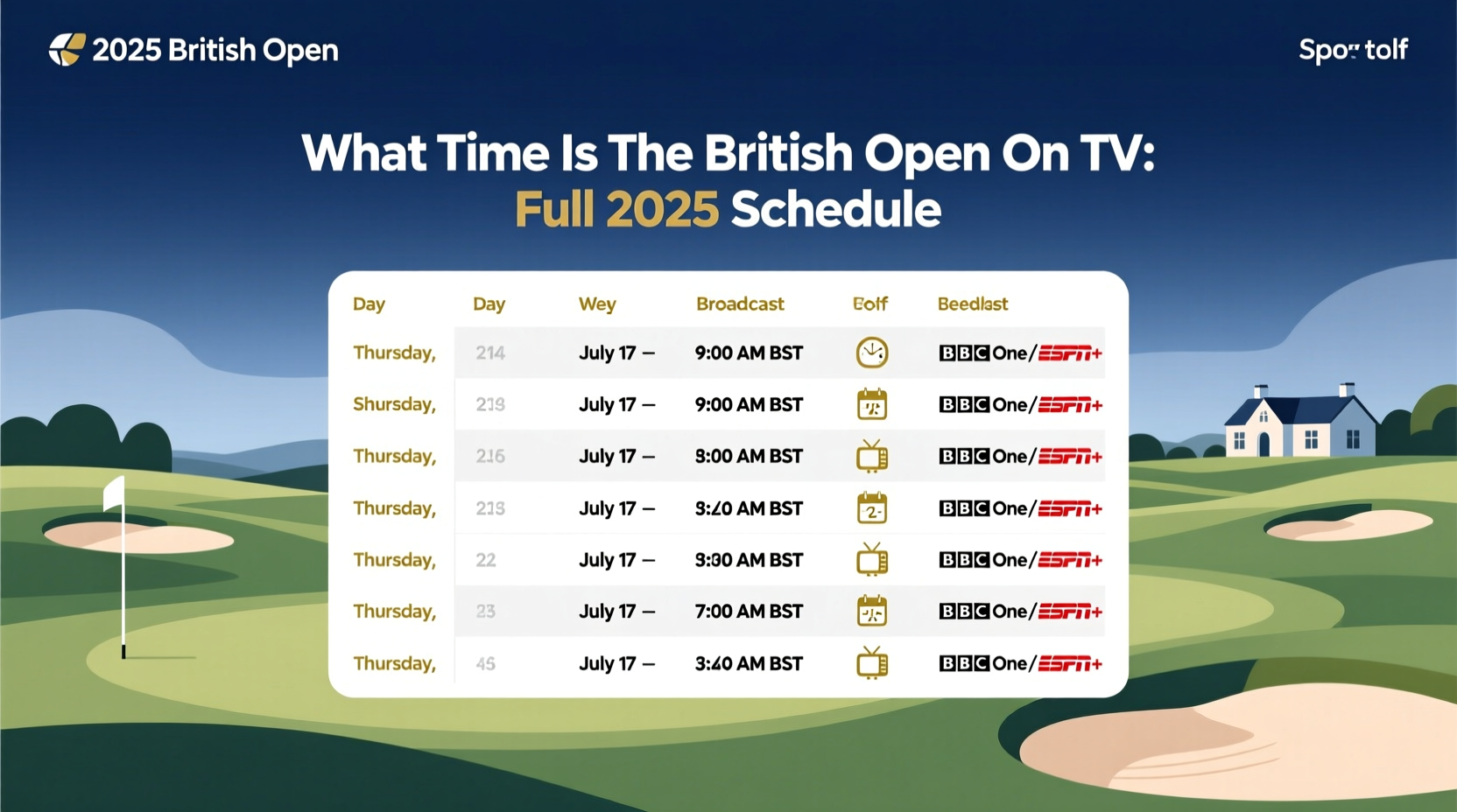 what time is the british open on tv