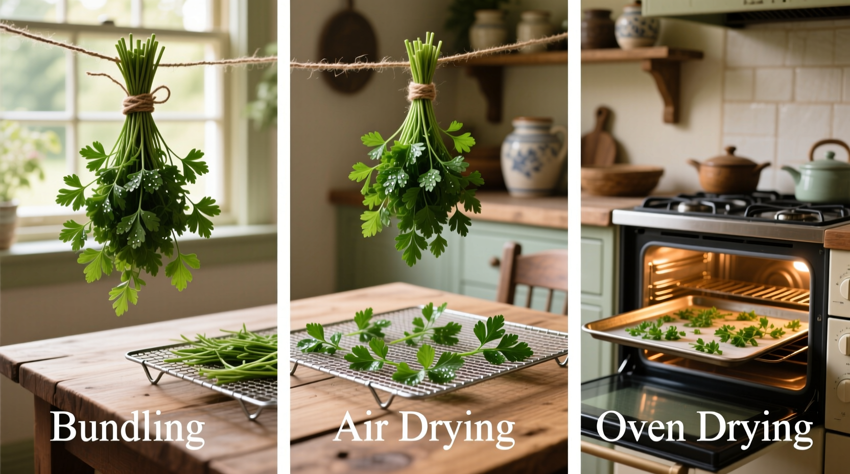 how to dry parsley from the garden