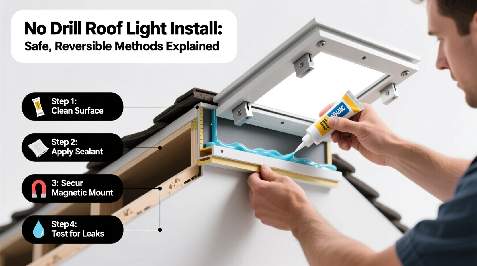 no drill roof light install